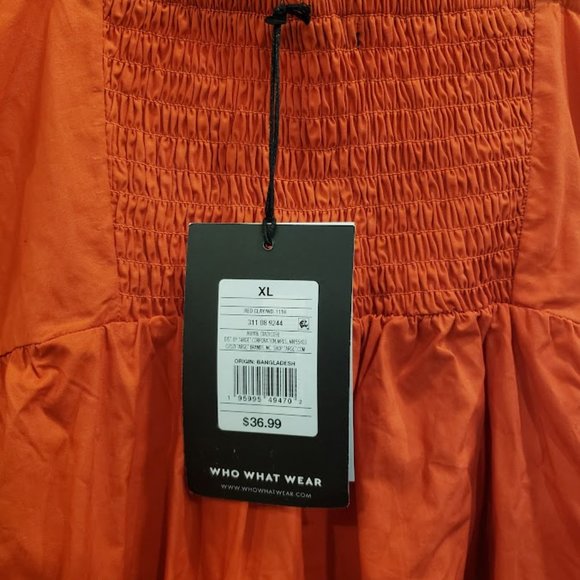 Who What Wear Orange Sleeveless Babydoll Midi Sundress - Womens XL - NEW - Picture 6 of 7
